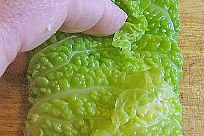 Schellfisch in Lachsfarce mit Wirsingmantel an Linsen und Pilzen in einer Sahnesauce 5