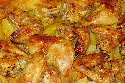Knusprige Hähnchenschenkel mit Gemüse 5