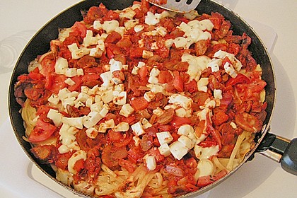 Bunte Spaghetti - Pizza 1