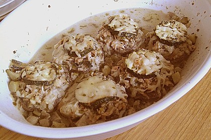 Gef&uuml;llte Riesenpilze mit Lachs