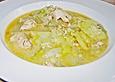 Lachssuppe mit Porree und Kartoffeln