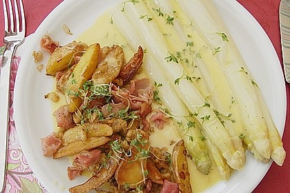 Spargel mit Farmerkartoffeln und Holl&auml;ndischer Sauce 1