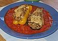 Zucchini mit Linsen - Reis - F&uuml;llung und Tomatensauce