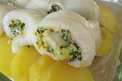 Gef&uuml;lltes Schollenfilet auf Kartoffel - Gratin 12
