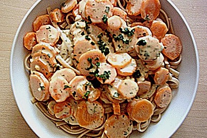 Creme - Karotten auf Pasta