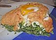 Spinatauflauf mit verlorenen Eiern