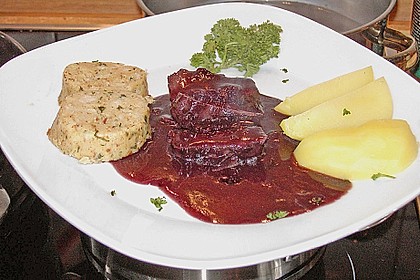Rehfilet in Vanille - Blume und Blaubeersauce mit Pfifferlingskn&ouml;del 5