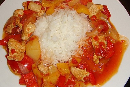 Super leichtes Hähnchen süß - sauer 4