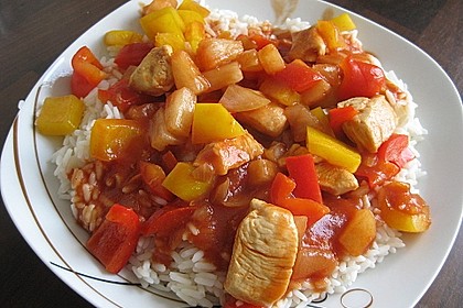 Super leichtes Hähnchen süß - sauer