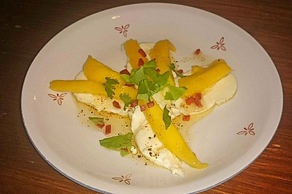 Büffelmozzarella mit Mangoscheiben und fruchtigem Dressing 24
