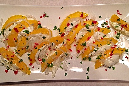 Büffelmozzarella mit Mangoscheiben und fruchtigem Dressing 18