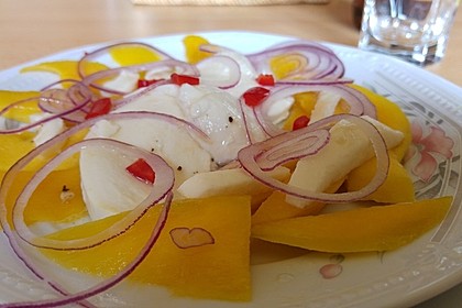 Büffelmozzarella mit Mangoscheiben und fruchtigem Dressing 8