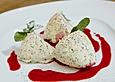 Marzipan - Mohn Mousse mit Himbeersauce