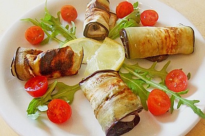 Auberginenröllchen mit Frischkäse 7