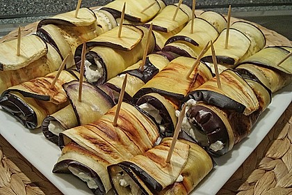 Auberginenröllchen mit Frischkäse 1