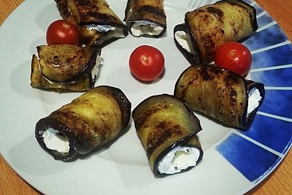 Auberginenröllchen mit Frischkäse 3