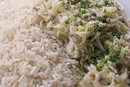 Geschmorter Wei&szlig;kohl mit Hackfleischsauce