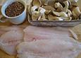 Merlanfilets in Schnittlauchsauce mit Kr&auml;uterseitlingen und rotem Camargue - Reis