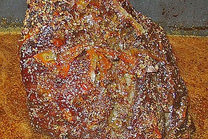 Schweinebraten mit Orangenmarmelade glasiert