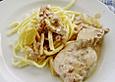 Schweinelendchen mit Schinken, Champignons und Trauben