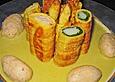 Spargel - Mangold - Rollen auf Wei&szlig;weinsauce mit Lachsnockerl