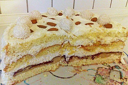 Kokos - Raffaello - Torte mit Nougat und Marzipan 2