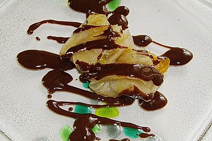 Banana und Mango Springroll mit Kokos - Schoko - Ganache 2