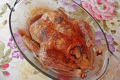 Knuspriges Brath&auml;hnchen mit Apfel - Knoblauch - F&uuml;llung 1