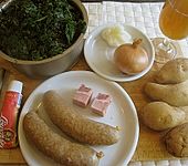 Gr&uuml;nkohl, Pinkel und Kartoffeln etwas eigenwillig serviert (Bild)