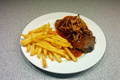 Leckerer Zwiebelrostbraten mit röschen Zwiebeln 7