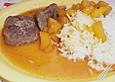 Strau&szlig;ensteak mit Pfirsich - Blutorangensauce