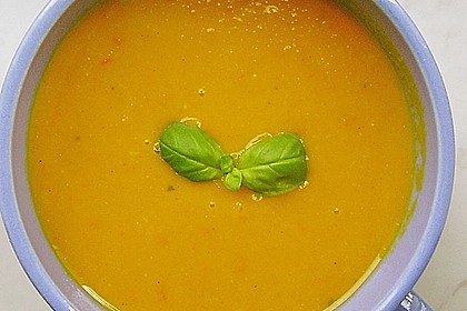 Scharfe K&uuml;rbis - Orangen - Suppe mit Kokosnote