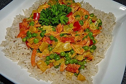 Reis - Gemüse - Pfanne mit Frischkäse