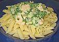 Penne mit Blattspinat - Lachs - So&szlig;e