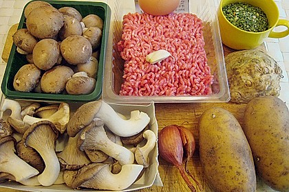 Hackfleisch - Pilz - Whopper an Kartoffel - Sellerie - P&uuml;ree