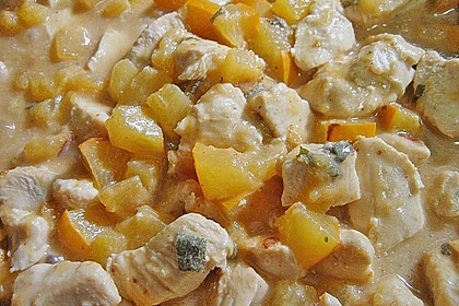 K&uuml;rbis - Huhn - Geschnetzeltes