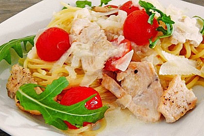 Pasta mit Lachs - Zitronen - Weißweinsauce 7