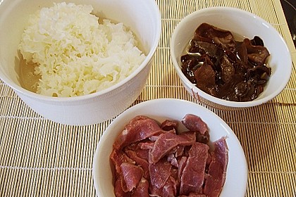 Lammfleisch mit wei&szlig;en und schwarzen Morcheln 2
