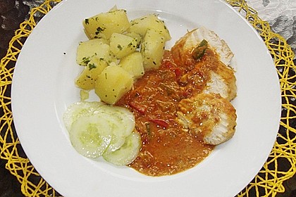 Hähnchenbrüste mit Paprika - Sahnesauce 3