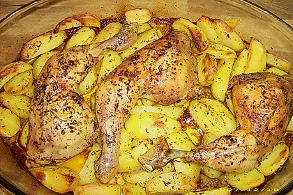Griechische H&auml;hnchenschenkelpfanne 2