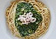 Spagetti mit Spinat - Garnelen - Sauce