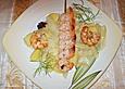 Garnelen in der Fenchel - Kartoffel Pfanne