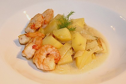 Garnelen in der Fenchel - Kartoffel Pfanne 1
