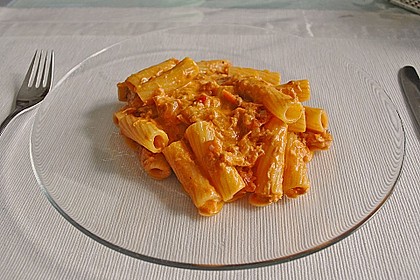 Nudeln in leichter, sämiger Thunfisch-Tomaten-Käse Sauce 23