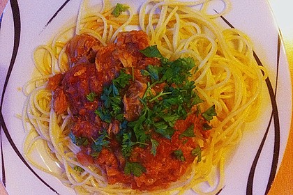Nudeln in leichter, sämiger Thunfisch-Tomaten-Käse Sauce 44
