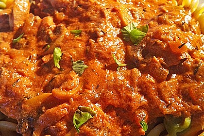 Nudeln in leichter, sämiger Thunfisch-Tomaten-Käse Sauce 35