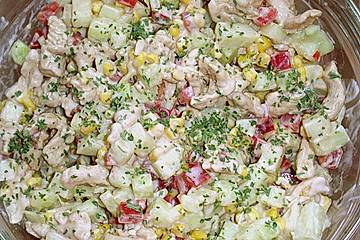 Puten - Gurken - Salat mit Honigmelone