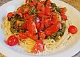 Linguini mit Tomaten und Rucola - Creme