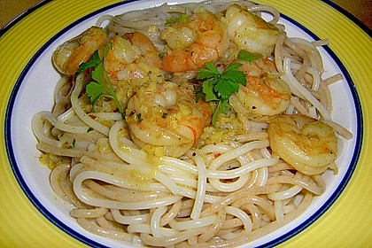 Zitronenspaghetti mit Garnelen 1