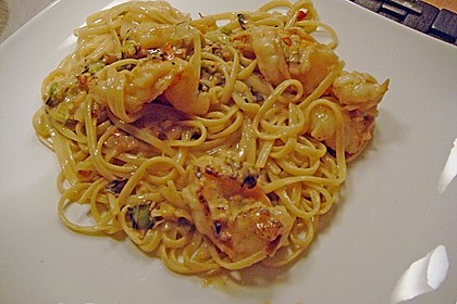 Zitronenspaghetti mit Garnelen 7